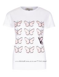 Тонкая футболка с бабочками Marks&Spenser хлопок XS-S