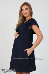 Ультра модное платье для беременных и кормящих, синее