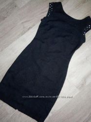 Черное коктельно вечернее мини платье с открытой спинкой zara trafaluc xs-s