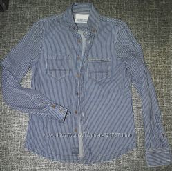 скидка Super dry джинсовая рубашка длинный рукав курточка в полоску 
