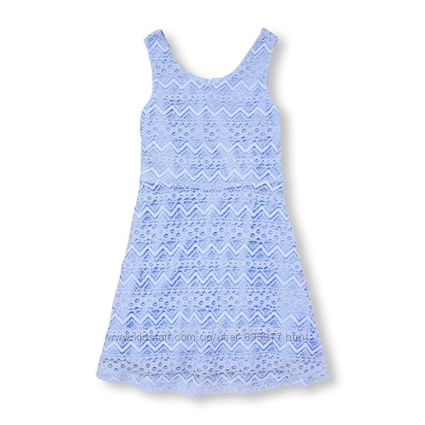 Нарядное гипюровое платье Чилдрен Плейс  Children&acutes Place Голубое, бел