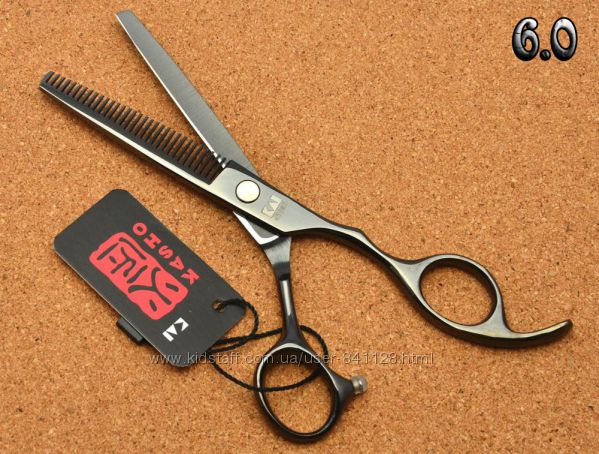 Ножницы 6. 0 парикмахерские KASHO  филировочные чёрный глянец