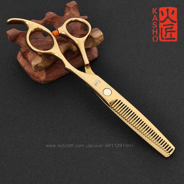 Ножницы 6. 0 парикмахерские KASHO филировочные золотое напыление