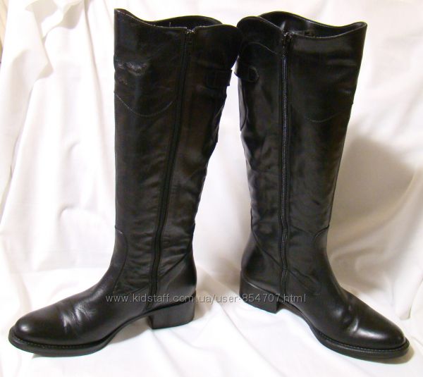 Сапоги женские демисезонные кожаные черные, Италия размер 38