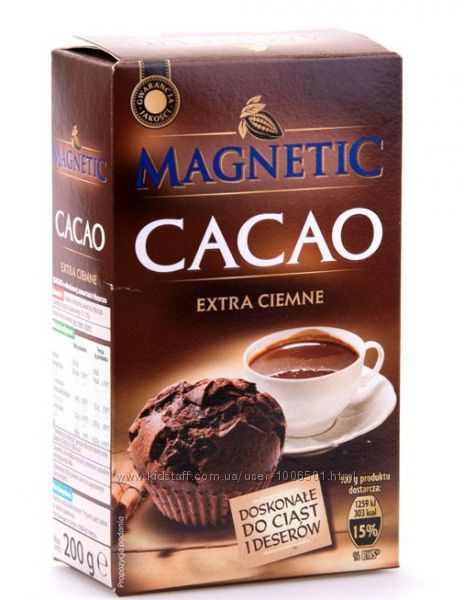 Какао порошок Magnetic cacao extra ciemne 200гр. Польша