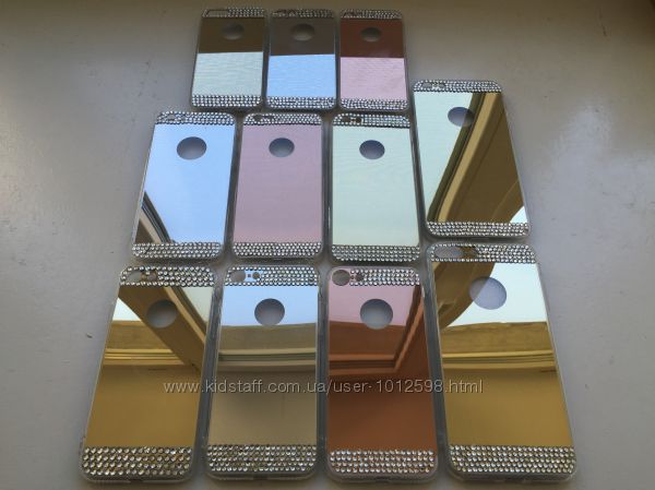 Зеркальный чехол с камнями iPhone 5 5S 6 6S 6plus 7 7plus три цвета