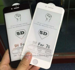 Защитное стекло 5D для iPhone 6 6s 6pl 7 7pl 8 8pl белое или черное против