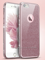 Двойной розовый силиконовый чехол iphone 6 6s розовый ободоккамни