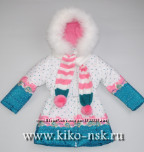 Распродажа Пальто на девочку Кико 110-134р с белым мехом