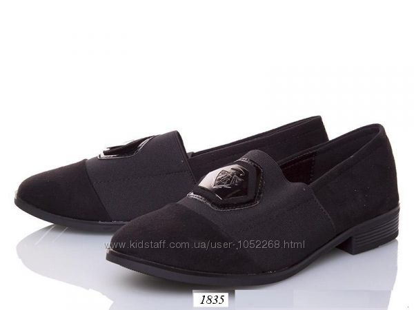 Женские черные туфли лоферы замшевые на резинке 38