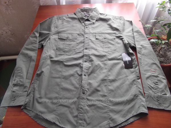 рубашка защитного цвета с погончиками