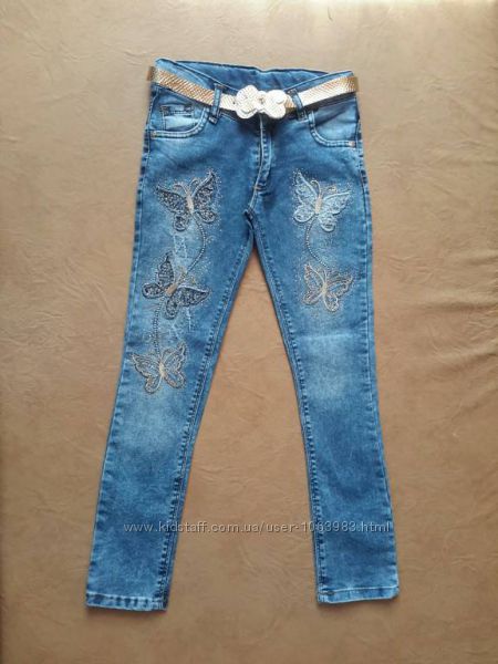Стильные джинсики для девочек на 134см