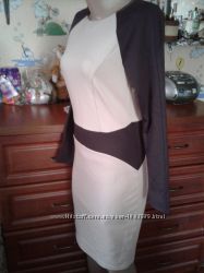 Stets оригинальное комбинированное силуэтное платье миди-длины 44-46р