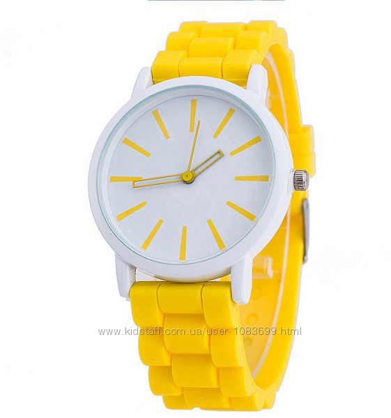 Силиконовые женские часы желтые