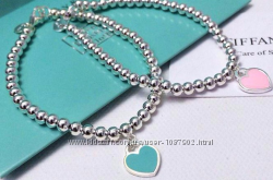 Женский серебряный браслет Сердце шарики Tiffany & Co как Оригинал