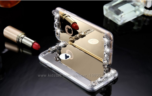 Силиконовый зеркальный Золотой и серебряный чехол с камням iphone 5 5S 6 6S