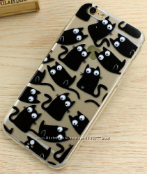 Чехол Коты с бегающими глазами для Iphone 5 5S 6 6S 7 8 силиконовый