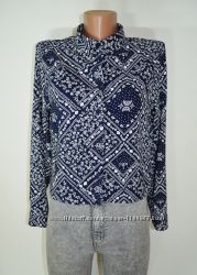 Укороченная блуза, рубашка в оригинальный принт H&M
