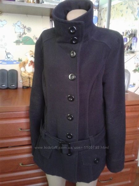 New yorker amisu чёрное демисезонное пальто-полупальто 46-48р