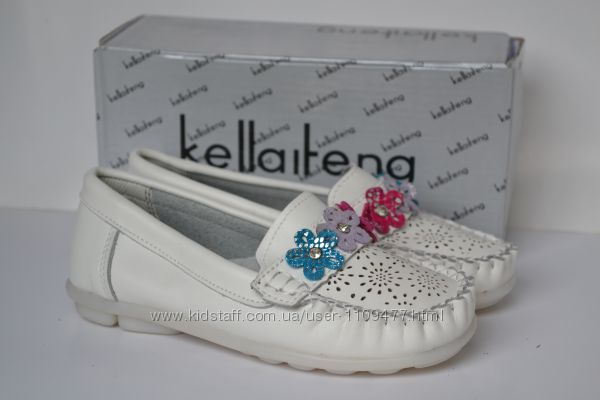 Кожаные туфли мокасины для девочек  Kellaifeng KLF