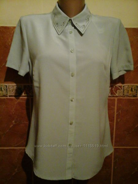Новая оливковая классическая шелковая рубашка блузка