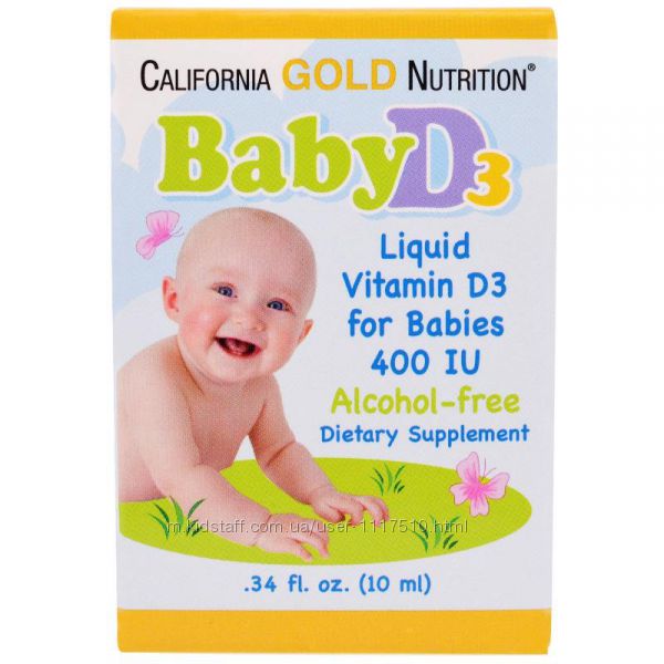 iHerb. California Gold Nutrition, Витамин D3 в каплях для малышей, 400 IU