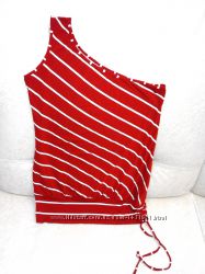 Красная  блуза-туника в белую полоску new look