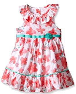 Нарядное коралловое платье с бабочками Nannette США на 4 года