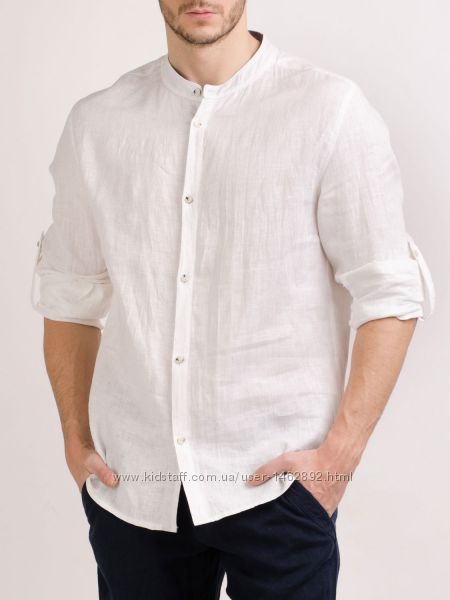 Мужская льняная рубашка, натурального льна. Стандарт и большие размеры 