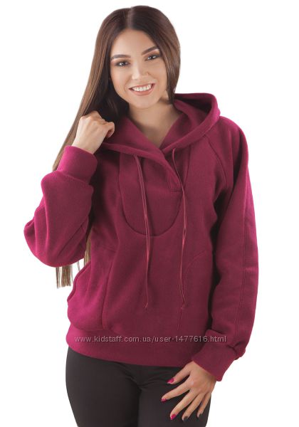 Теплые  стильные флисовые кофты с капюшоном 