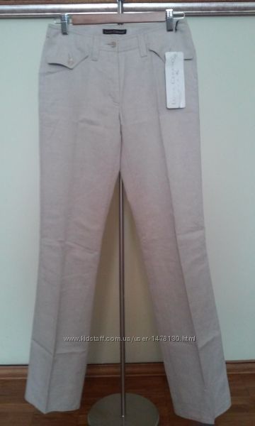 брюки штани 34 XS итальянские льняные бежевые бренд Luisa Cerano Италия 