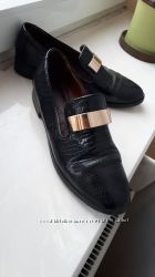 Стильные лаковые черные туфли лоферы Marco Piero 40 размер, 26 см стелька