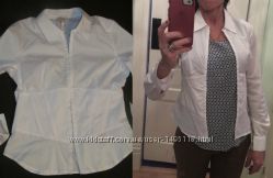 Белая рубашка блузка с застежкой на крючки L-XL сша