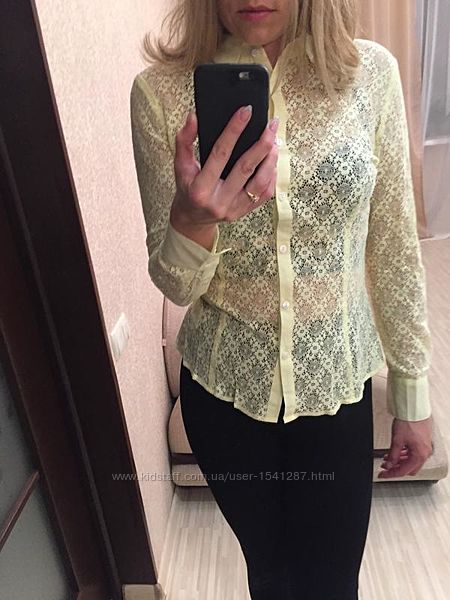 Желтая кружевная рубашка Stefanel