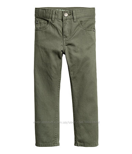 Стильные брюки - чиносы цвета хаки для мальчика р. 98, 110, h&m