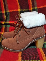 Зимние ботинки, натуральная замша 