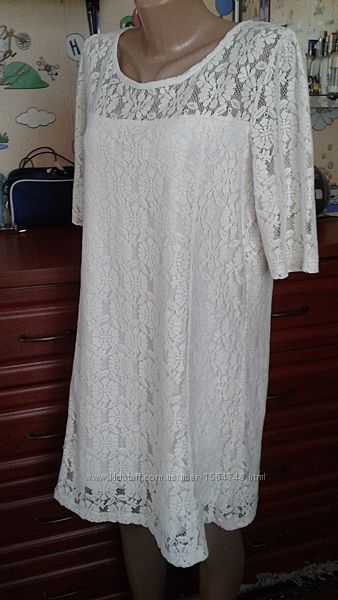  Dorothy perkins молочно-белое ажурное нарядное платье 48-50р 