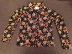 Рубашка блуза на девочку принт цветы коричневая винтаж