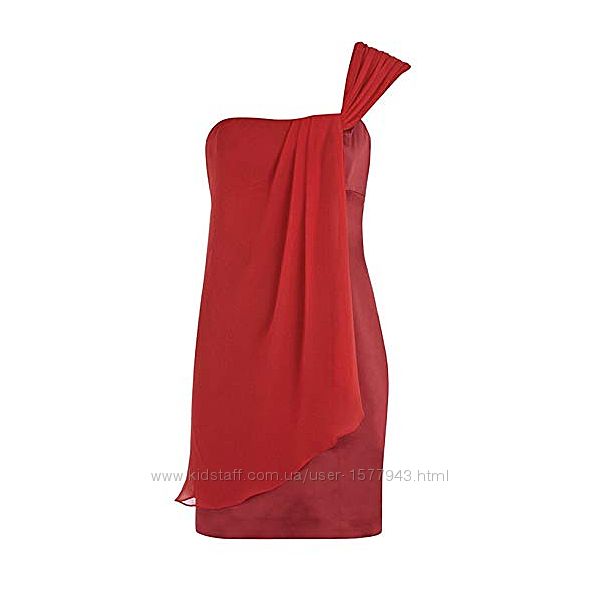 Дизайнерское шелковое красное платье на одно плечо Karen Millen
