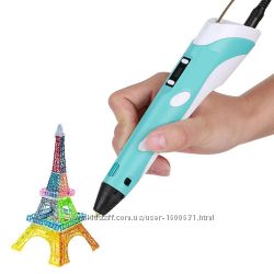 3D ручка Бирюзовая c LCD дисплеем 3D Pen-2 Подставка