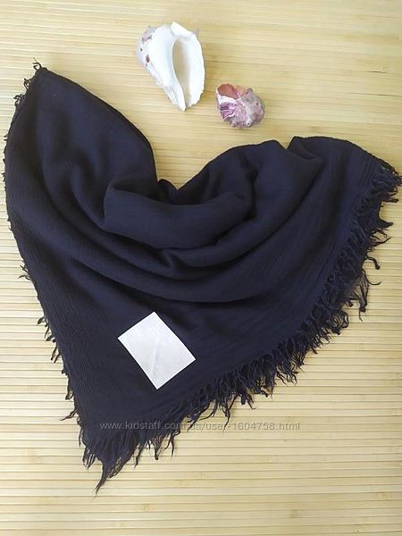 Большой черный платок/ шарф/ фактурная микровикоза италия
