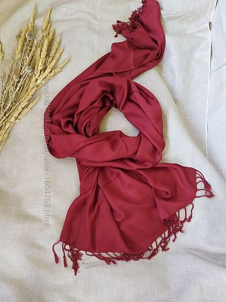 Марсаловый / бордовый / темно красный широкий шарф палантин вискоза индия /