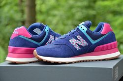 Оригинал New BalanceКроссовки  замшевые синие 574 WL574LDM Нью беланс