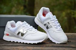 Оригинал New Balance Белые кожаные кроссовки 574 мод ML574SOX  Нью беланс