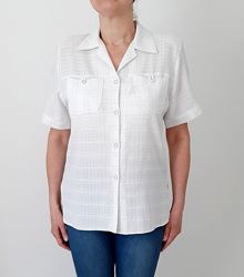 Красивая Блузка рубашка кофточка белая с коротким рукавом вискоза 48 50