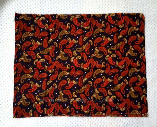 Ткань шёлк коричневый рисунок турецкие огурцы бута Пейсли красные терракот