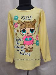Регланы футболки с длинным рукавом с куклой ЛОЛ для девочек 104 - 122 см