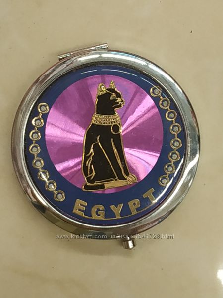 Зеркальце женское карманное складное в сумку косметичку с Египетской кошкой