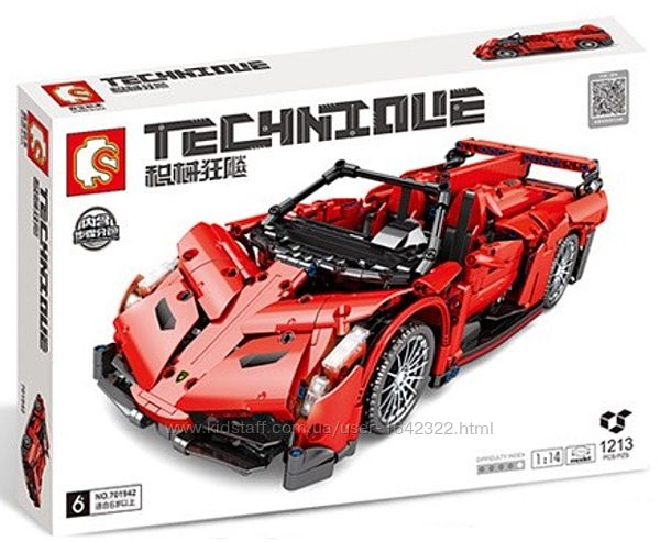 Конструктор Sembo 701942 Гоночный автомобиль Lamborghini 1213 деталей
