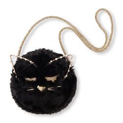 Меховая сумочка кроссбоди  черный  кот Cat Fuzzy Children&acutes Place США 
